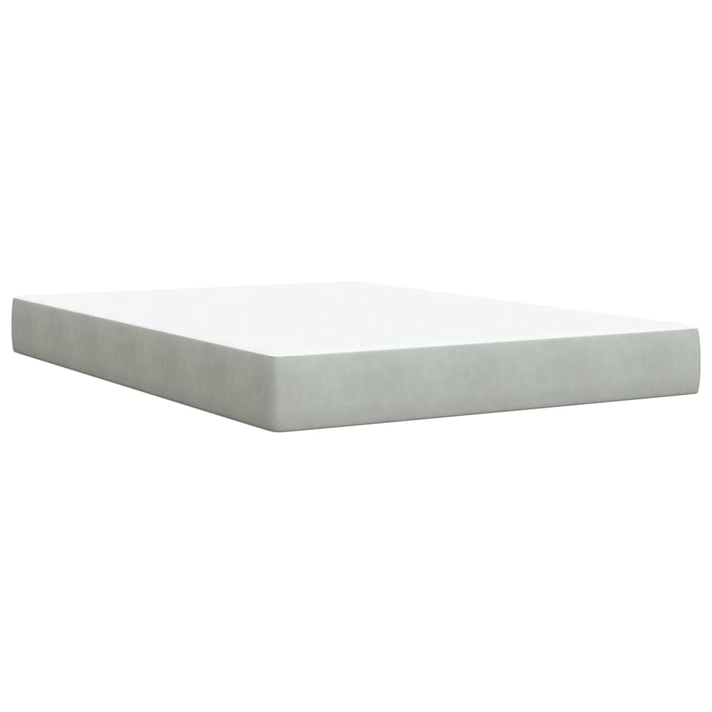 világosszürke bársony rugós ágy matraccal 160x200 cm
