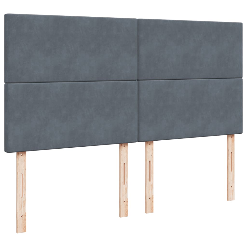 sötétszürke bársony rugós ágy matraccal 200x200 cm