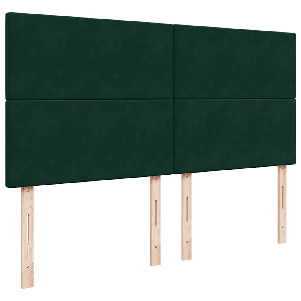 sötétzöld bársony rugós ágy matraccal 200x200 cm