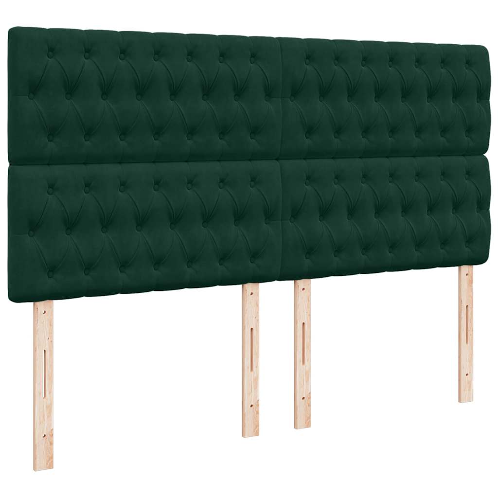 sötétzöld bársony rugós ágy matraccal 200x200 cm
