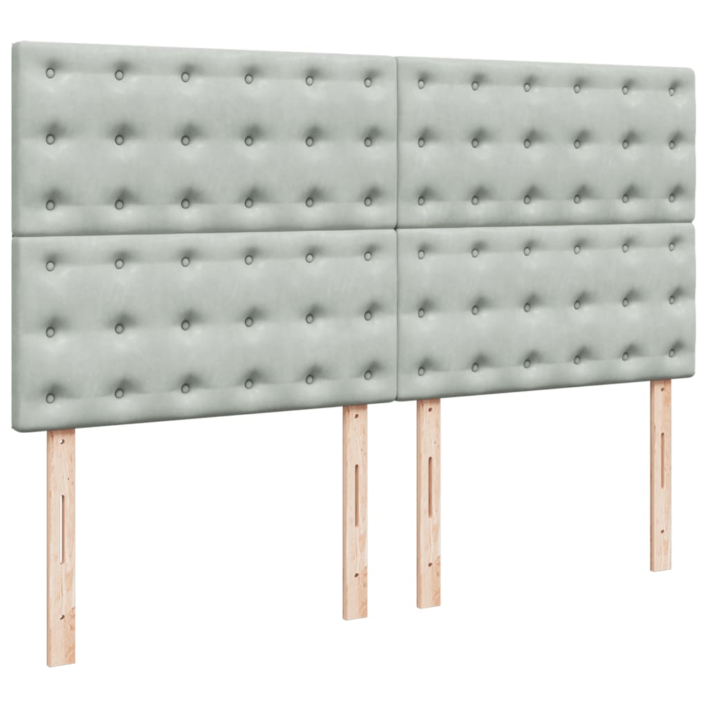 világosszürke bársony rugós ágy matraccal 200x200 cm