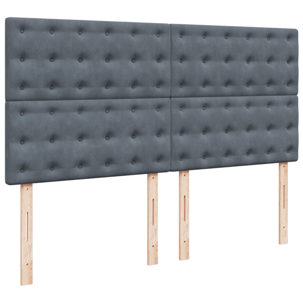 sötétszürke bársony rugós ágy matraccal 200x200 cm