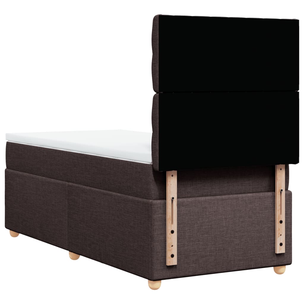 sötétbarna szövet rugós ágy matraccal 80 x 200 cm