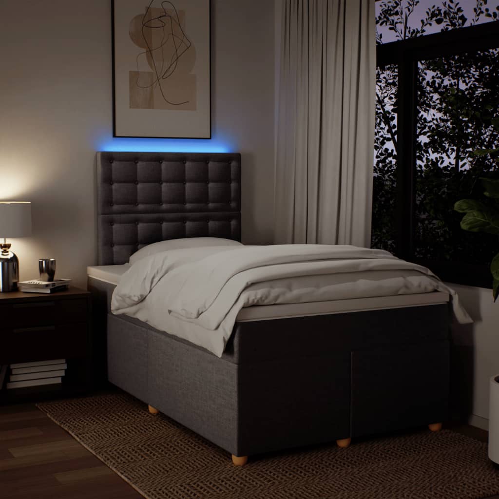 tópszínű szövet rugós ágy matraccal 120 x 190 cm