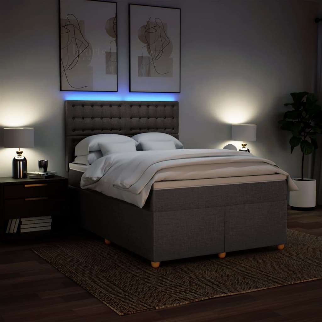tópszínű szövet rugós ágy matraccal 140 x 190 cm