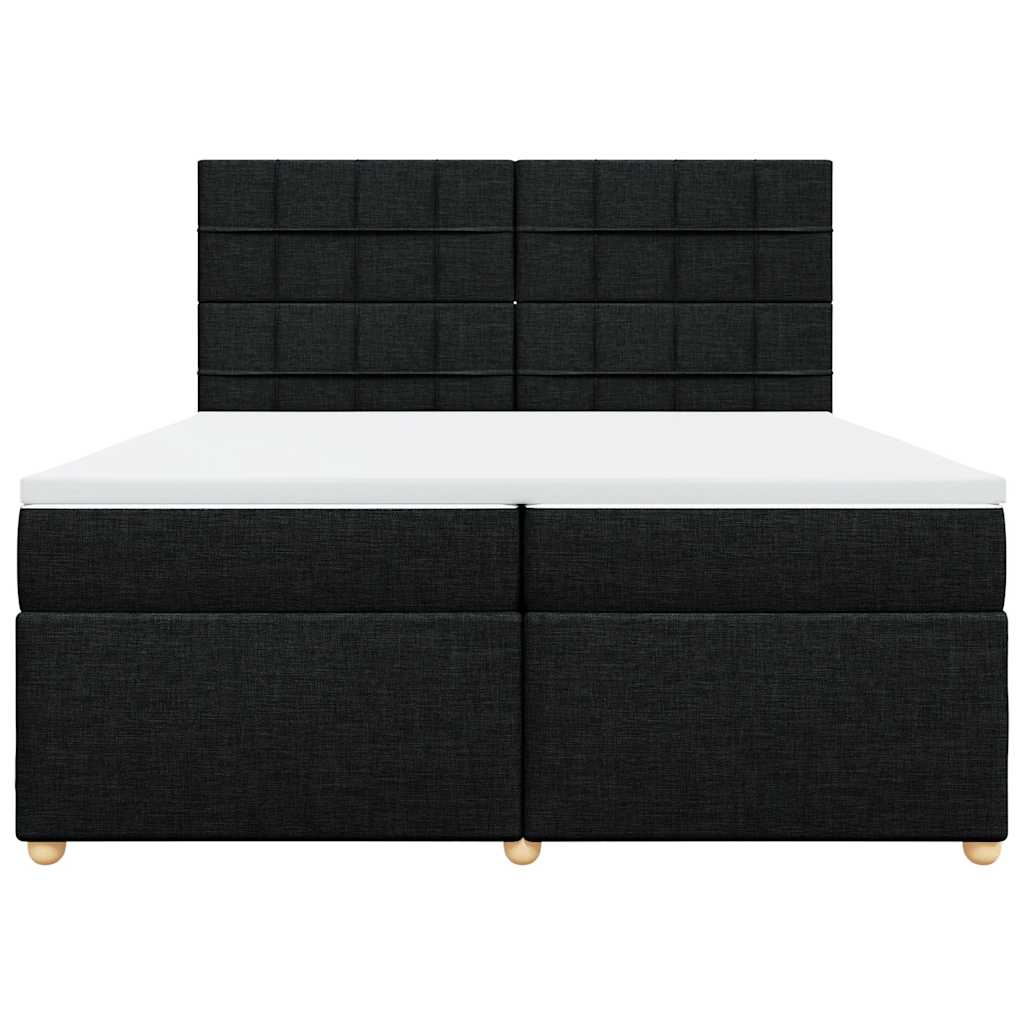 fekete szövet rugós ágy matraccal 200 x 200 cm