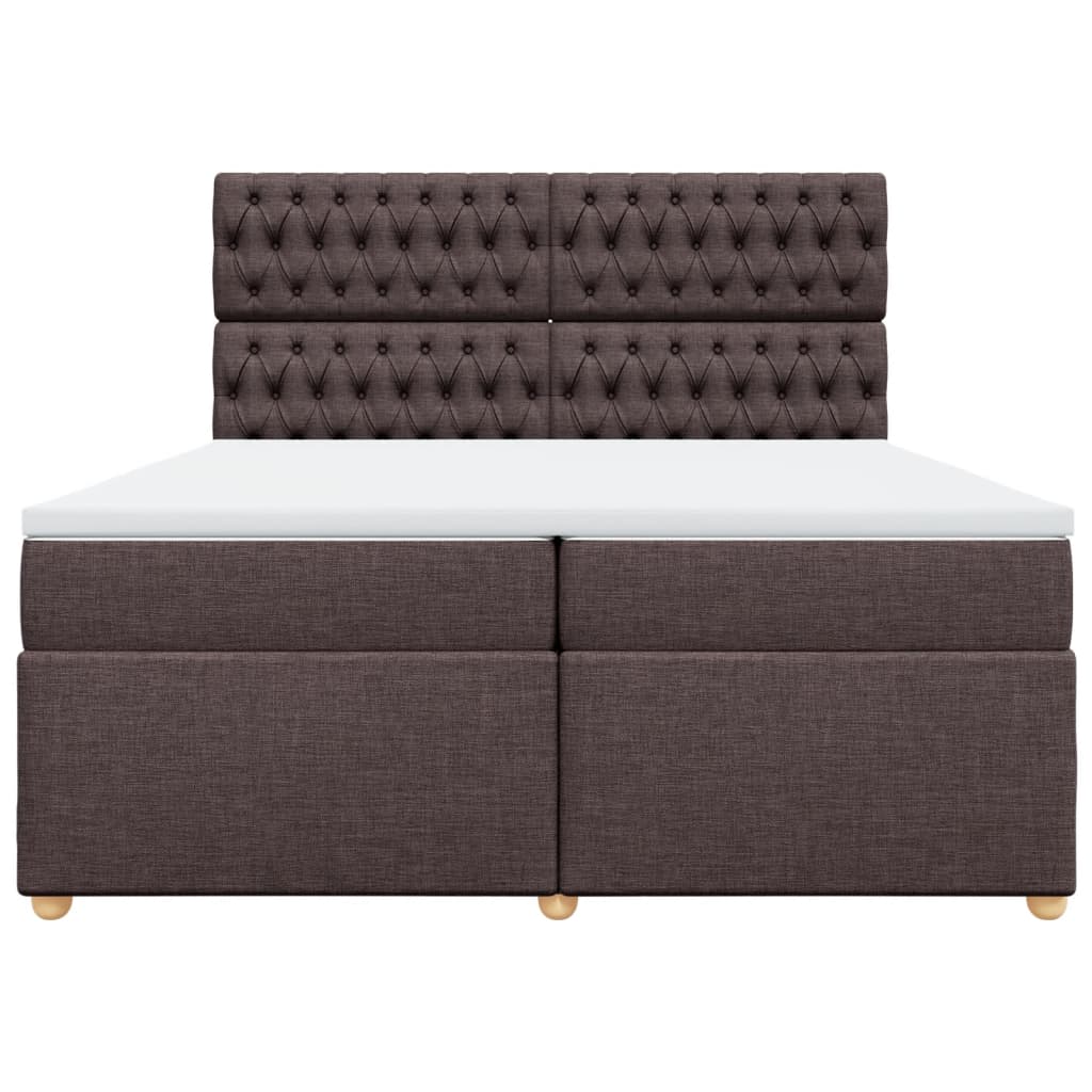 sötétbarna szövet rugós ágy matraccal 200 x 200 cm