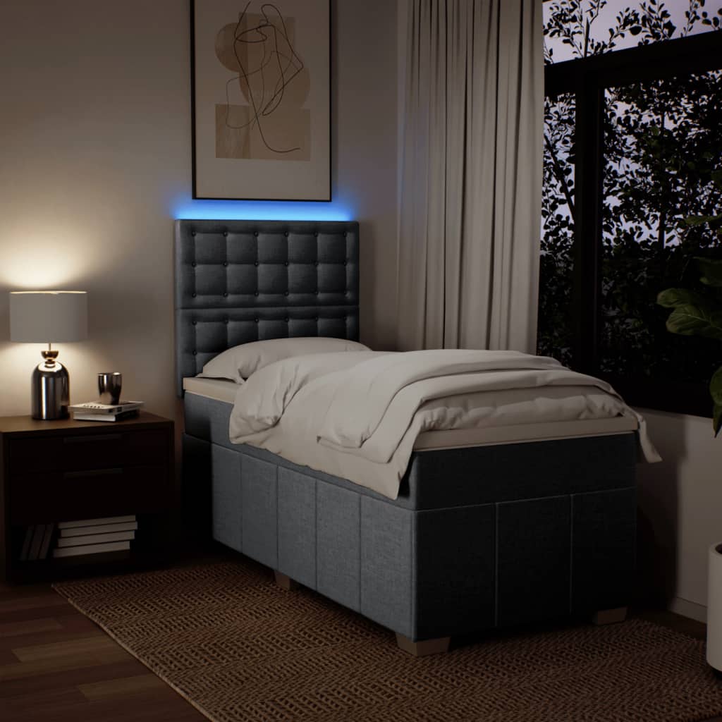 világosszürke szövet rugós ágy matraccal 80 x 200 cm
