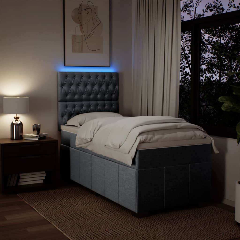 világosszürke szövet rugós ágy matraccal 100 x 200 cm