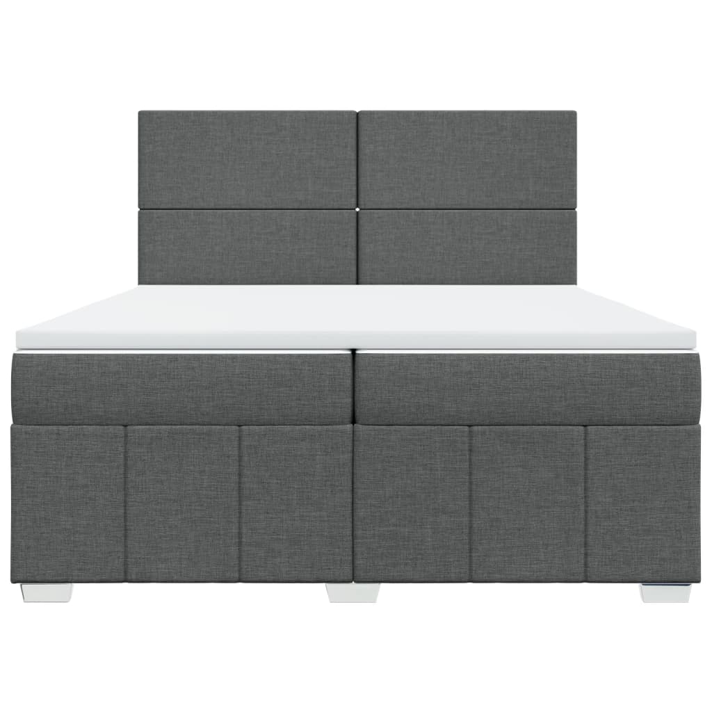 sötétszürke szövet rugós ágy matraccal 200 x 200 cm
