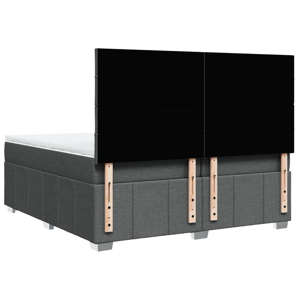 sötétszürke szövet rugós ágy matraccal 200 x 200 cm