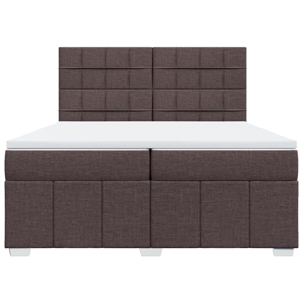 sötétbarna szövet rugós ágy matraccal 200 x 200 cm