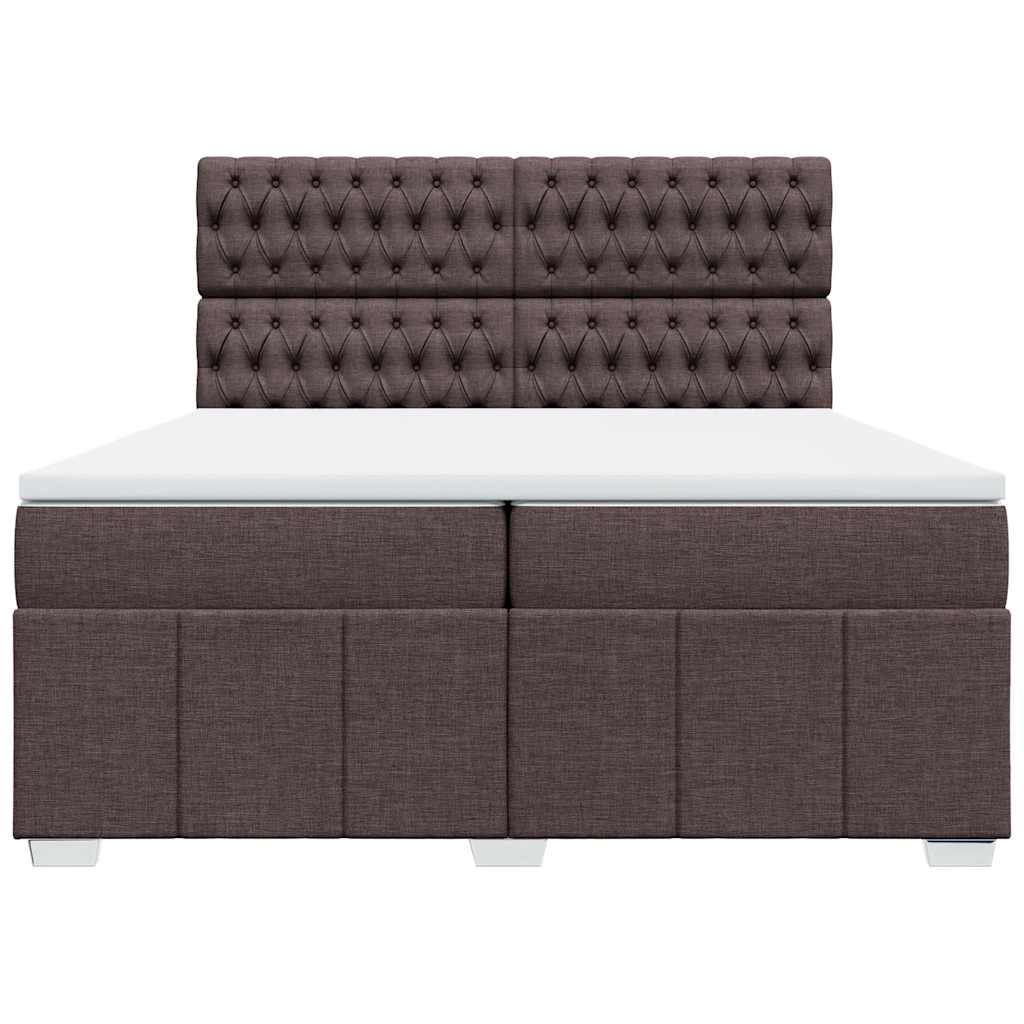sötétbarna szövet rugós ágy matraccal 200 x 200 cm