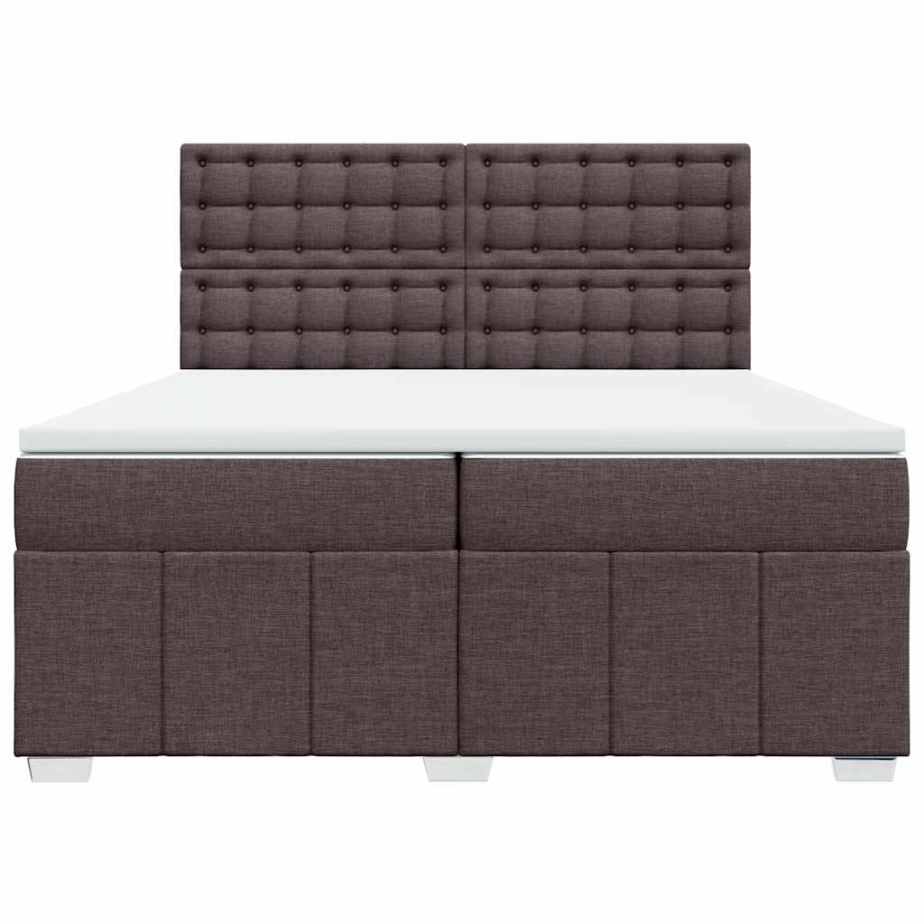 sötétbarna szövet rugós ágy matraccal 200 x 200 cm