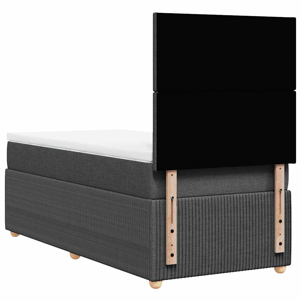 sötétszürke szövet rugós ágy matraccal 80 x 200 cm