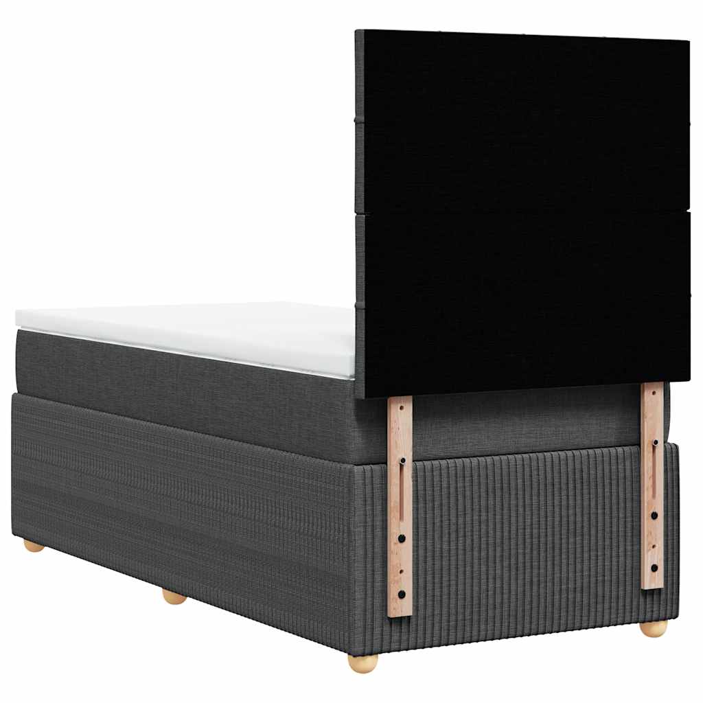 sötétszürke szövet rugós ágy matraccal 80 x 200 cm