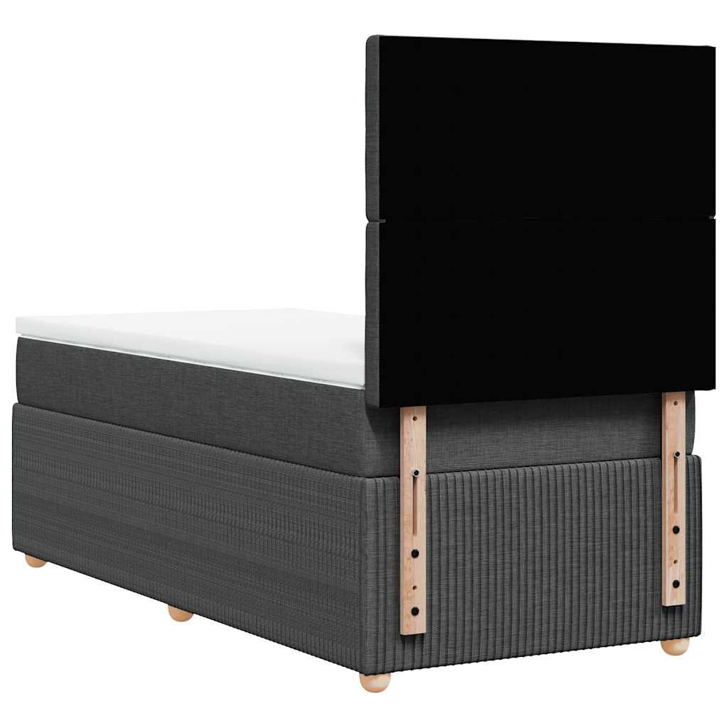 sötétszürke szövet rugós ágy matraccal 90x190 cm