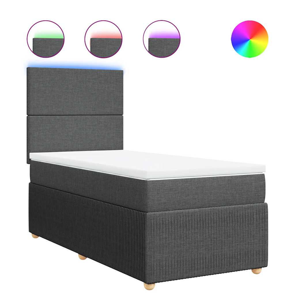 sötétszürke szövet rugós ágy matraccal 100 x 200 cm