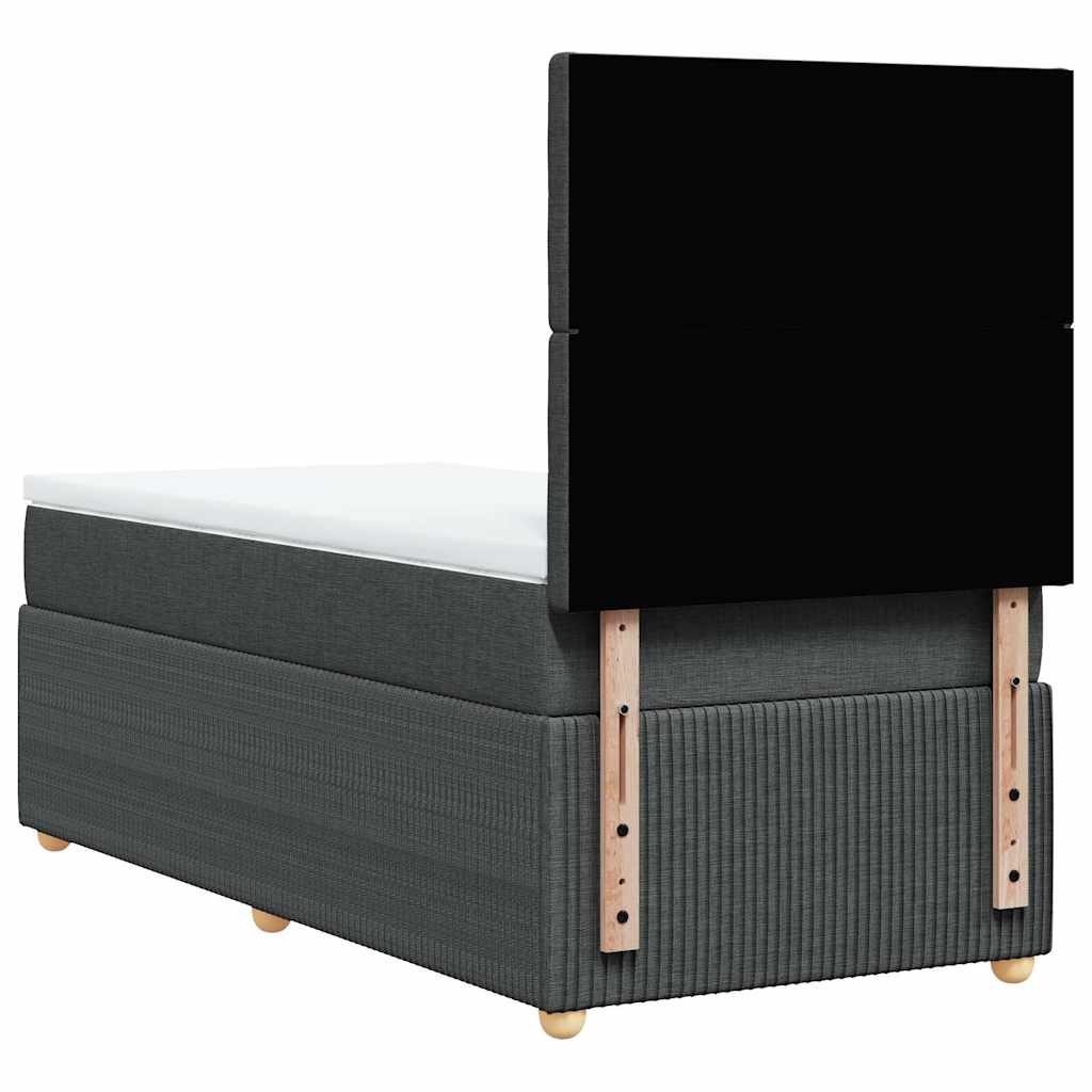 sötétszürke szövet rugós ágy matraccal 100 x 200 cm