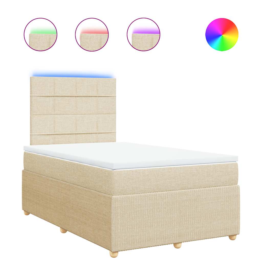 krémszínű szövet rugós ágy matraccal 120 x 200 cm