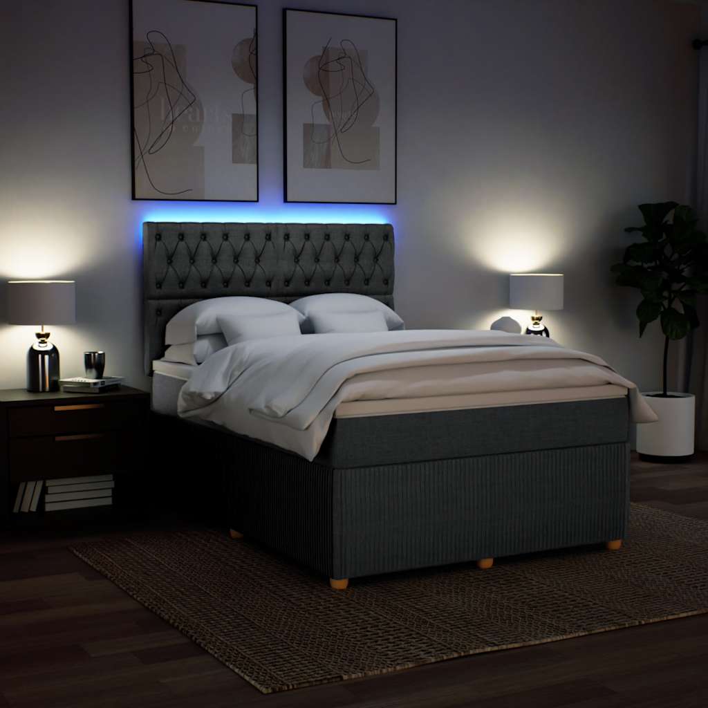 sötétszürke szövet rugós ágy matraccal 160 x 200 cm
