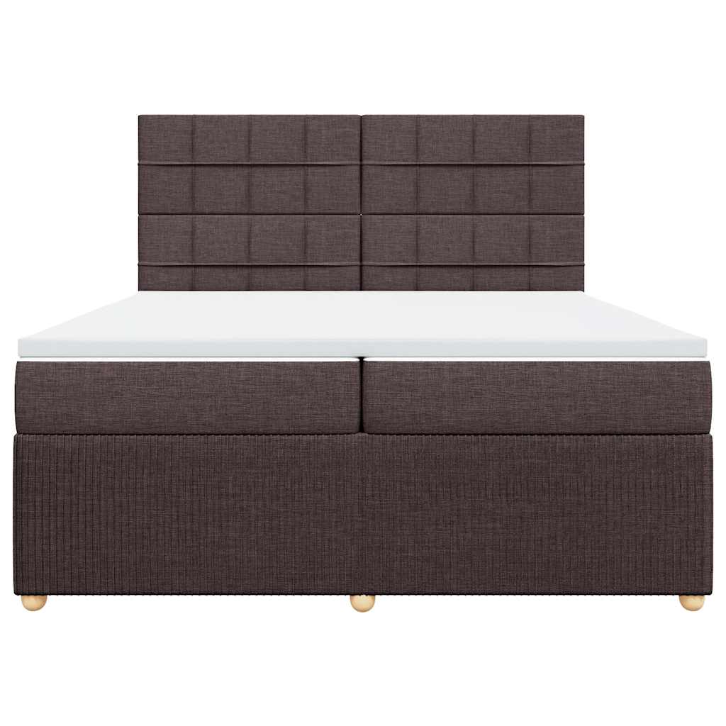 sötétbarna szövet rugós ágy matraccal 200 x 200 cm