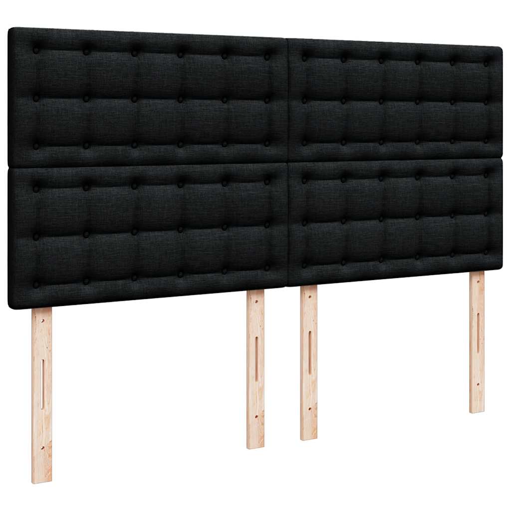 fekete szövet rugós ágy matraccal 200 x 200 cm