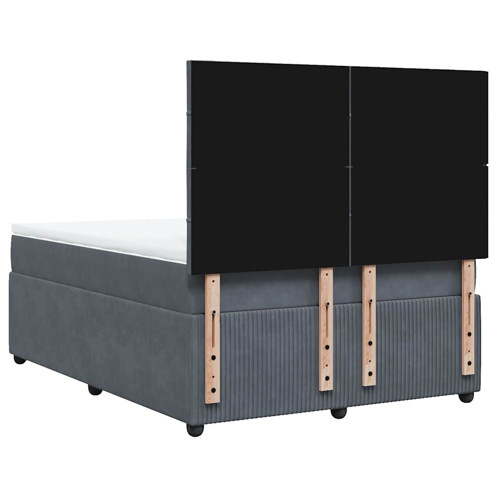 sötétszürke bársony rugós ágy matraccal 140x190 cm