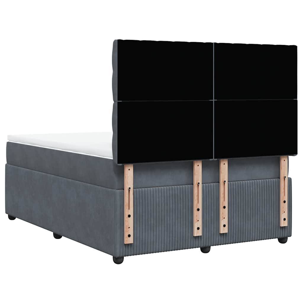 sötétszürke bársony rugós ágy matraccal 140x190 cm
