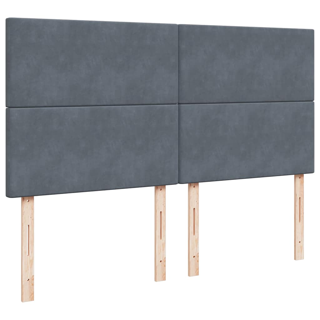 sötétszürke bársony rugós ágy matraccal 200x200 cm
