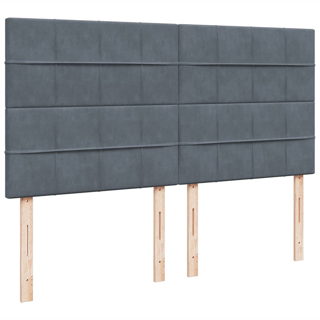 sötétszürke bársony rugós ágy matraccal 200x200 cm