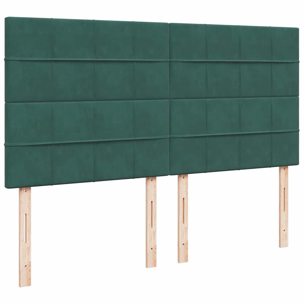 sötétzöld bársony rugós ágy matraccal 200x200 cm