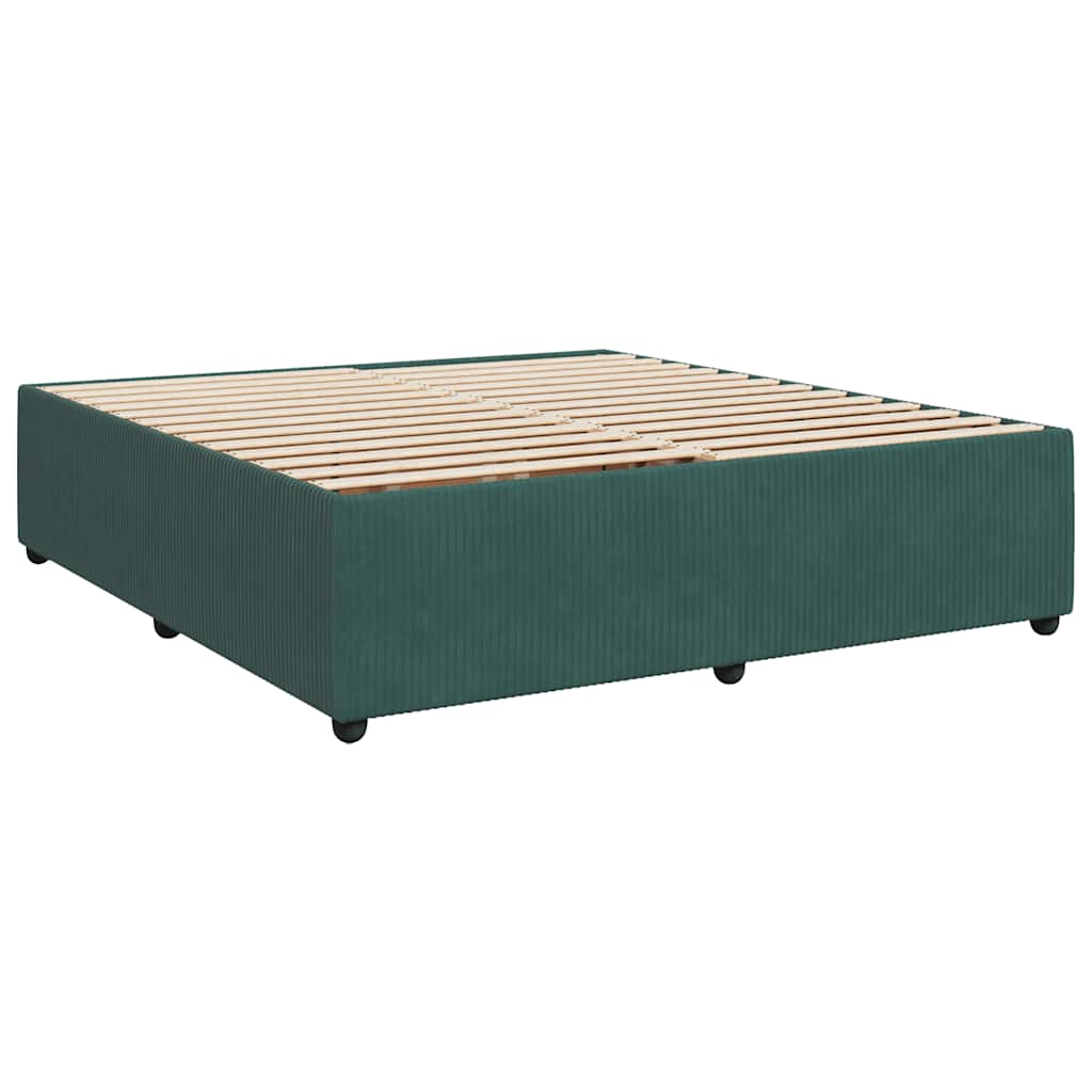 sötétzöld bársony rugós ágy matraccal 200x200 cm