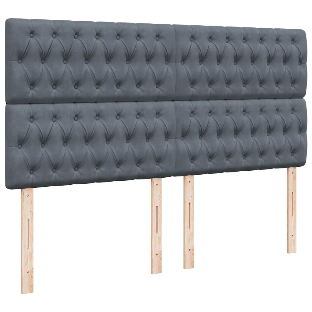 sötétszürke bársony rugós ágy matraccal 200x200 cm