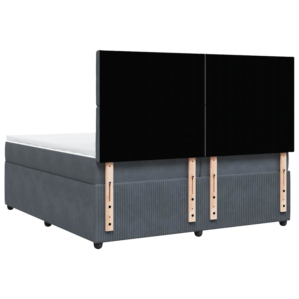 sötétszürke bársony rugós ágy matraccal 200x200 cm