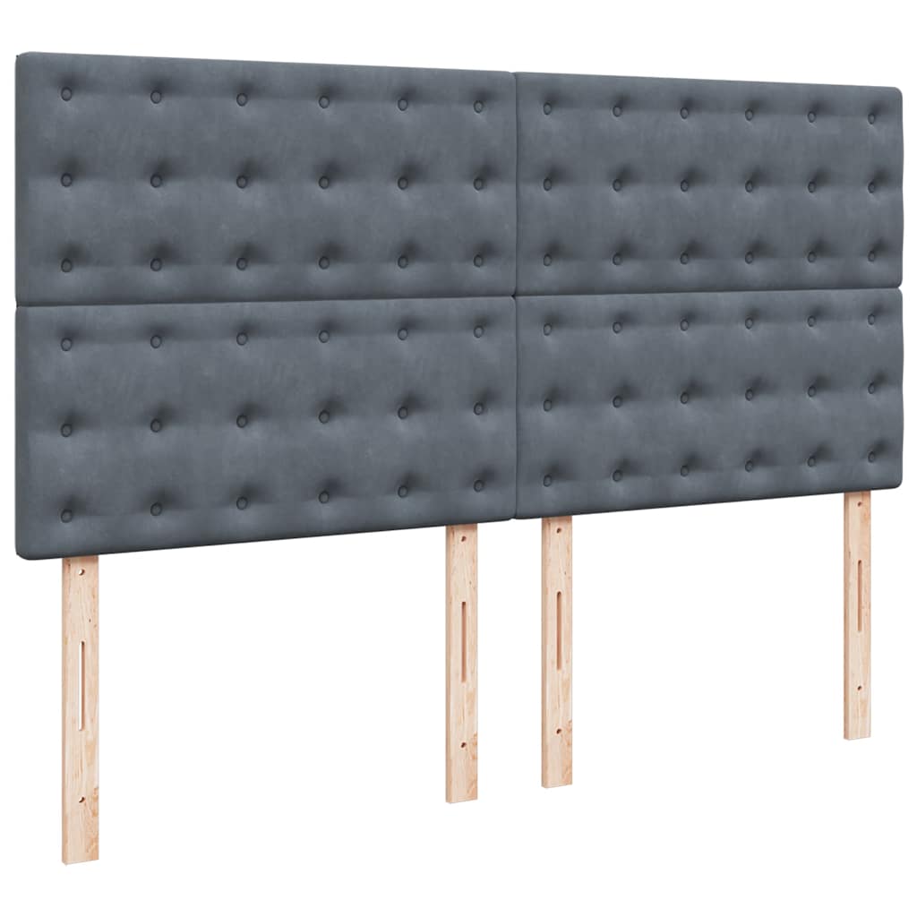 sötétszürke bársony rugós ágy matraccal 200x200 cm