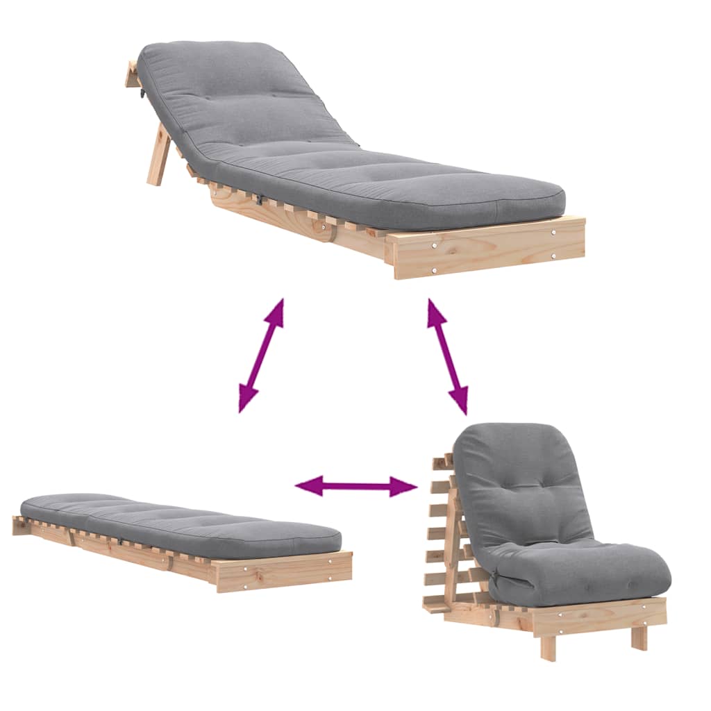 tömör fenyőfa futon kanapéágy matraccal 60 x 206 x 11 cm