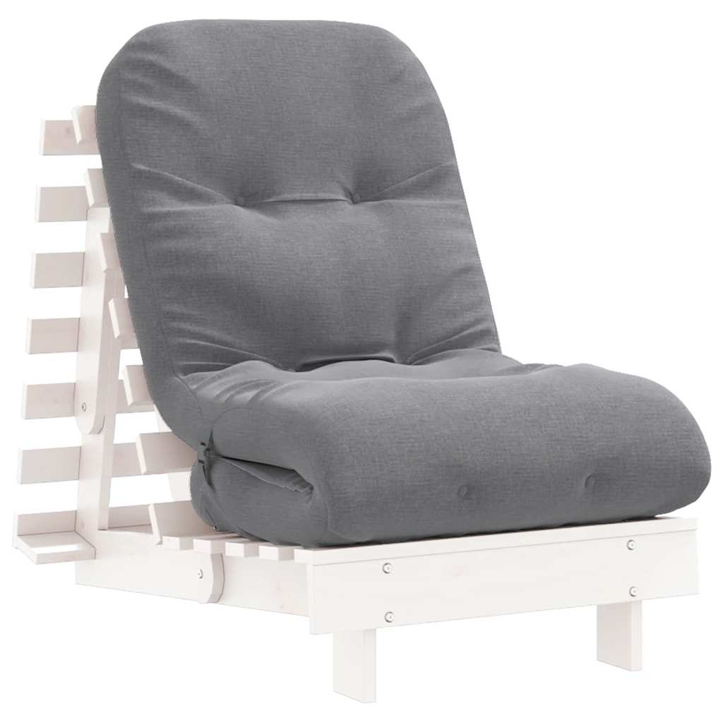 fehér tömör fenyőfa futon kanapéágy matraccal 60 x 206 x 11 cm
