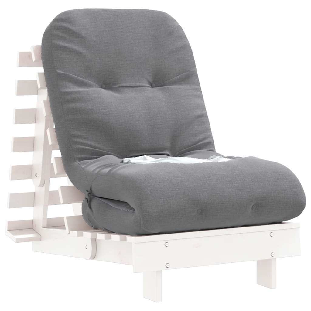 fehér tömör fenyőfa futon kanapéágy matraccal 60 x 206 x 11 cm