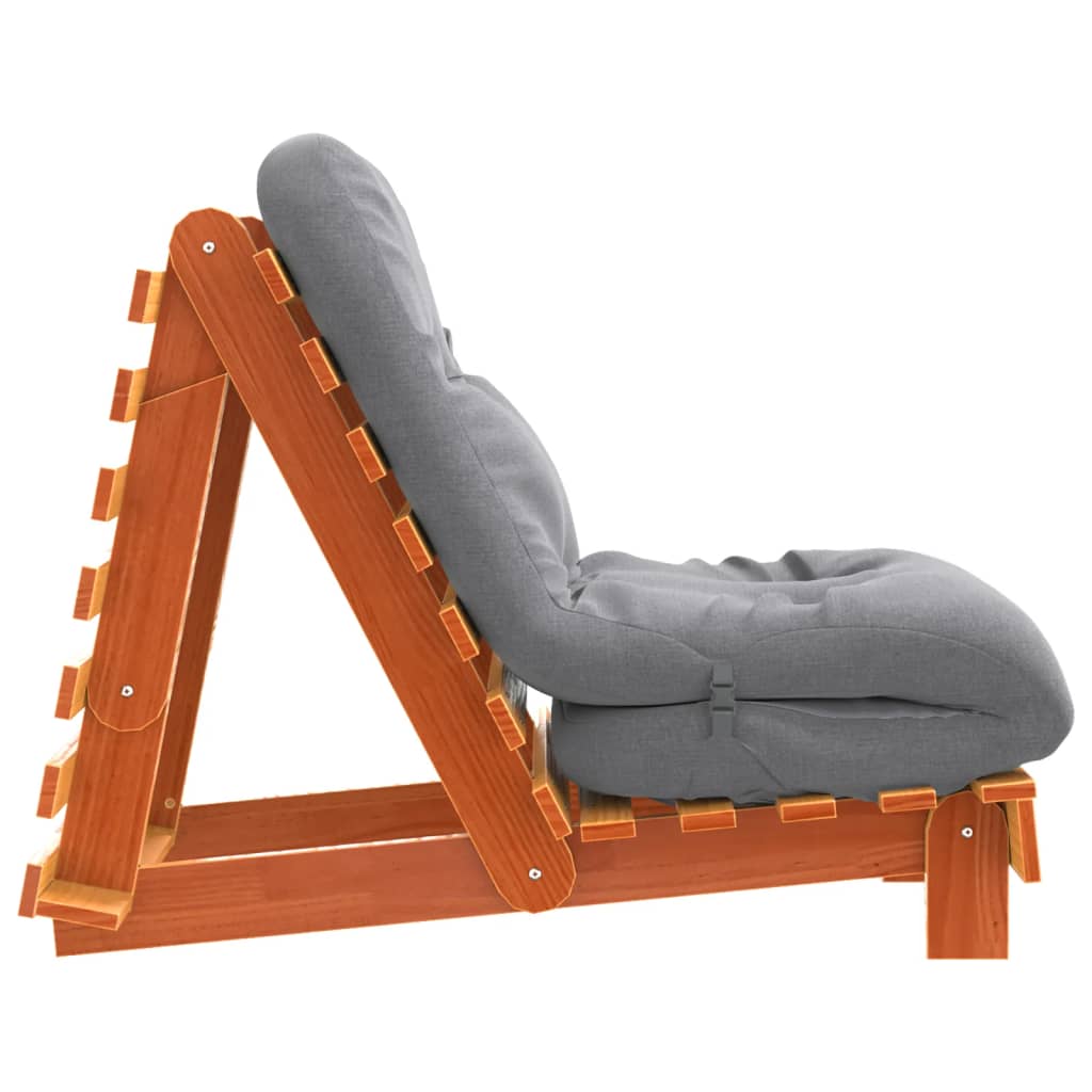 viaszbarna tömör fenyőfa futon kanapéágy matraccal 60x206x11 cm