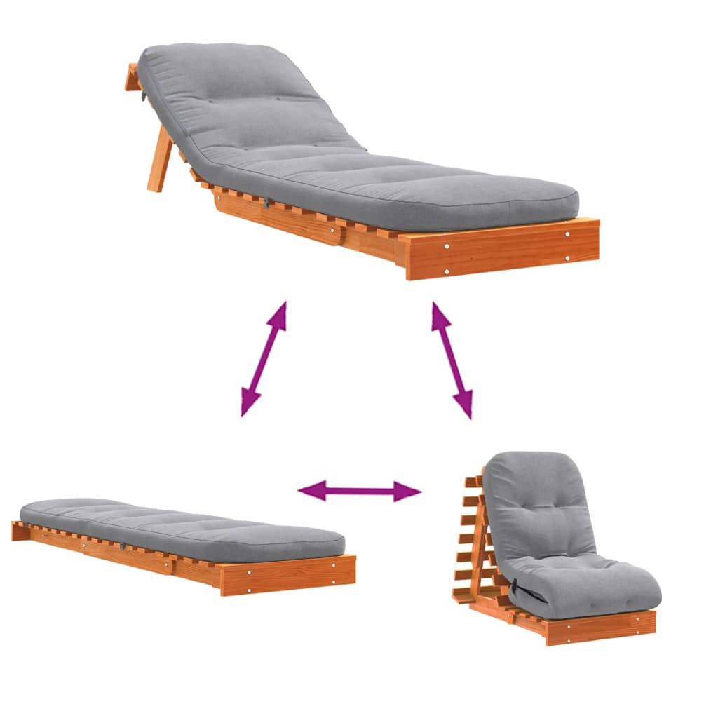 viaszbarna tömör fenyőfa futon kanapéágy matraccal 60x206x11 cm