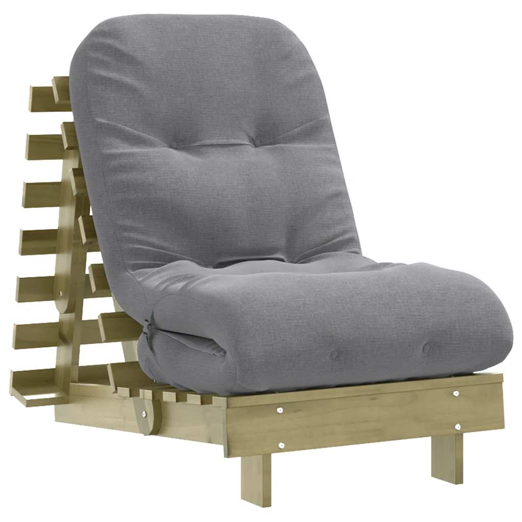 tömör impregnált fenyőfa futon kanapéágy matraccal 60x206x11 cm