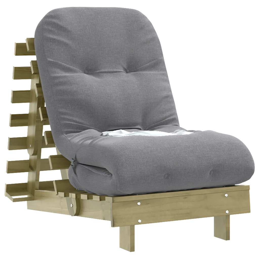 tömör impregnált fenyőfa futon kanapéágy matraccal 60x206x11 cm
