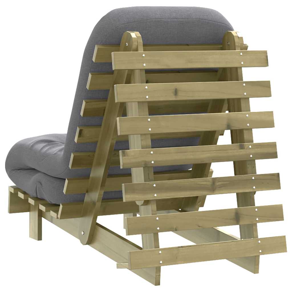 tömör impregnált fenyőfa futon kanapéágy matraccal 60x206x11 cm