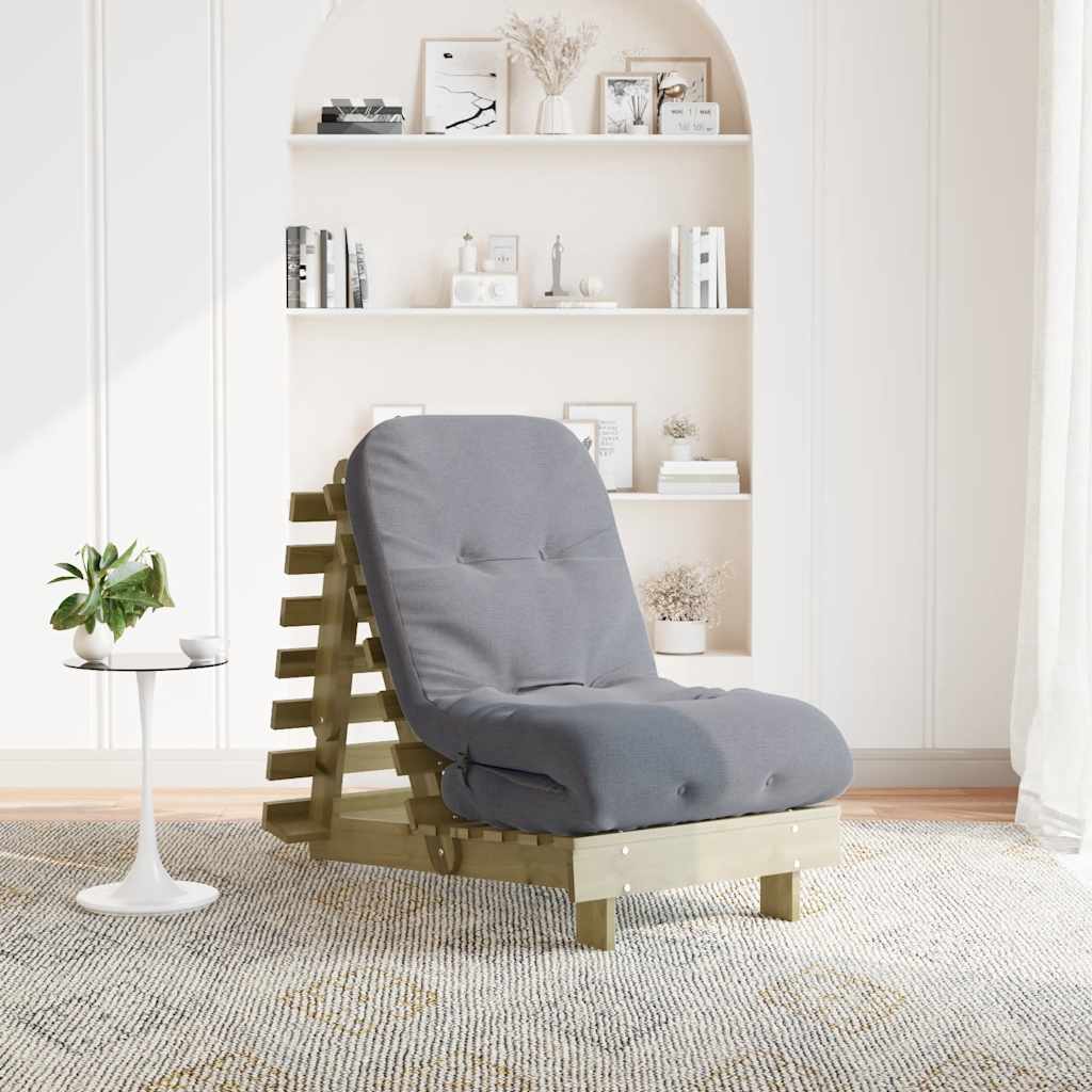 tömör impregnált fenyőfa futon kanapéágy matraccal 60x206x11 cm