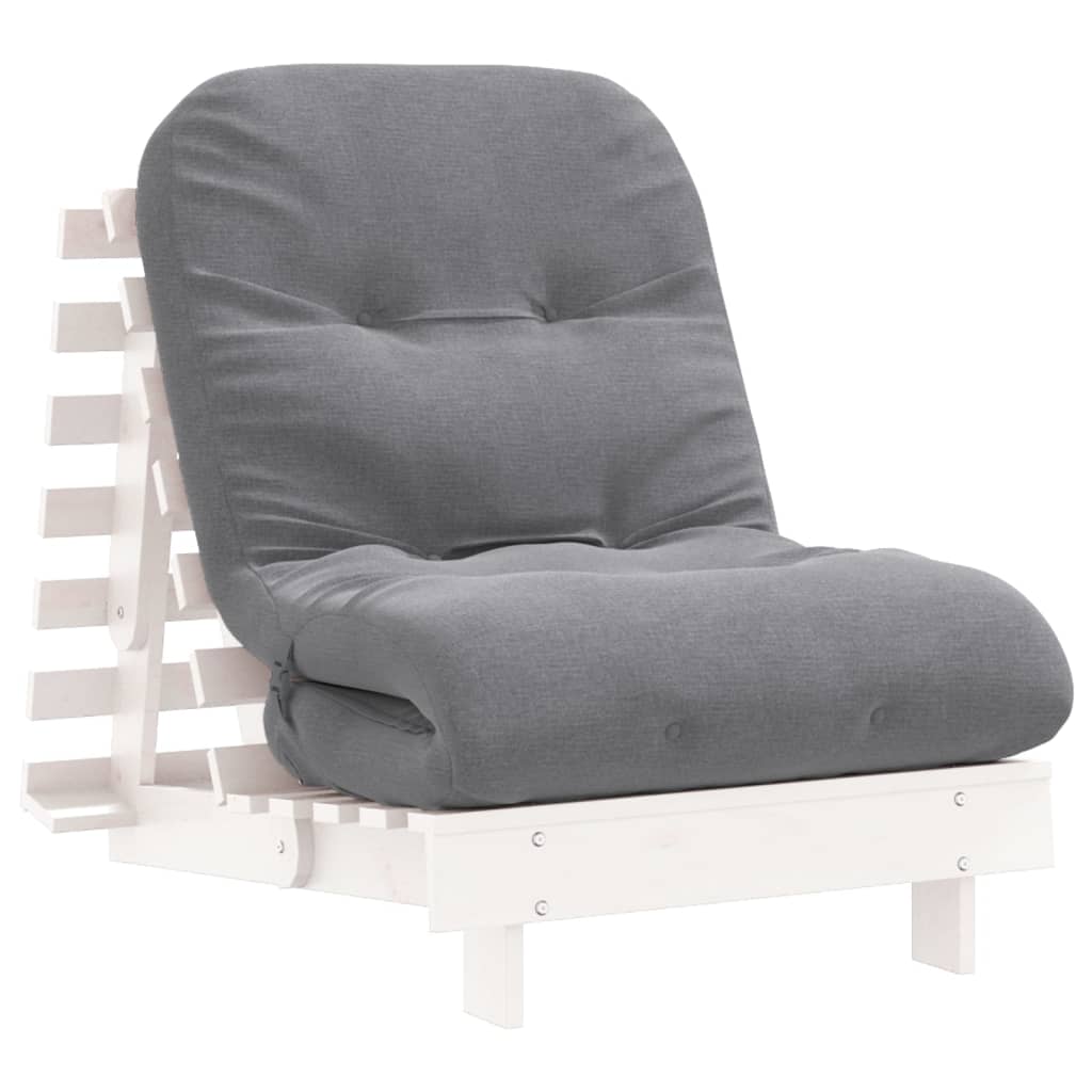 fehér tömör fenyőfa futon kanapéágy matraccal 70 x 206 x 11 cm