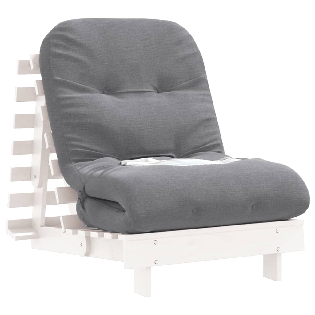 fehér tömör fenyőfa futon kanapéágy matraccal 70 x 206 x 11 cm