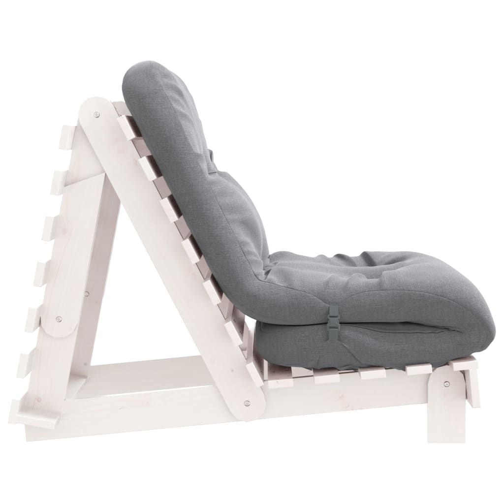 fehér tömör fenyőfa futon kanapéágy matraccal 70 x 206 x 11 cm