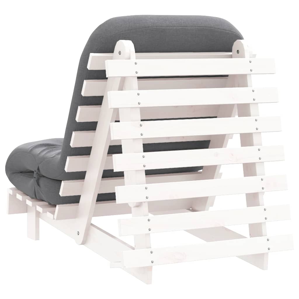 fehér tömör fenyőfa futon kanapéágy matraccal 70 x 206 x 11 cm