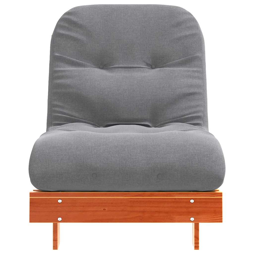 viaszbarna tömör fenyőfa futon kanapéágy matraccal 70x206x11 cm